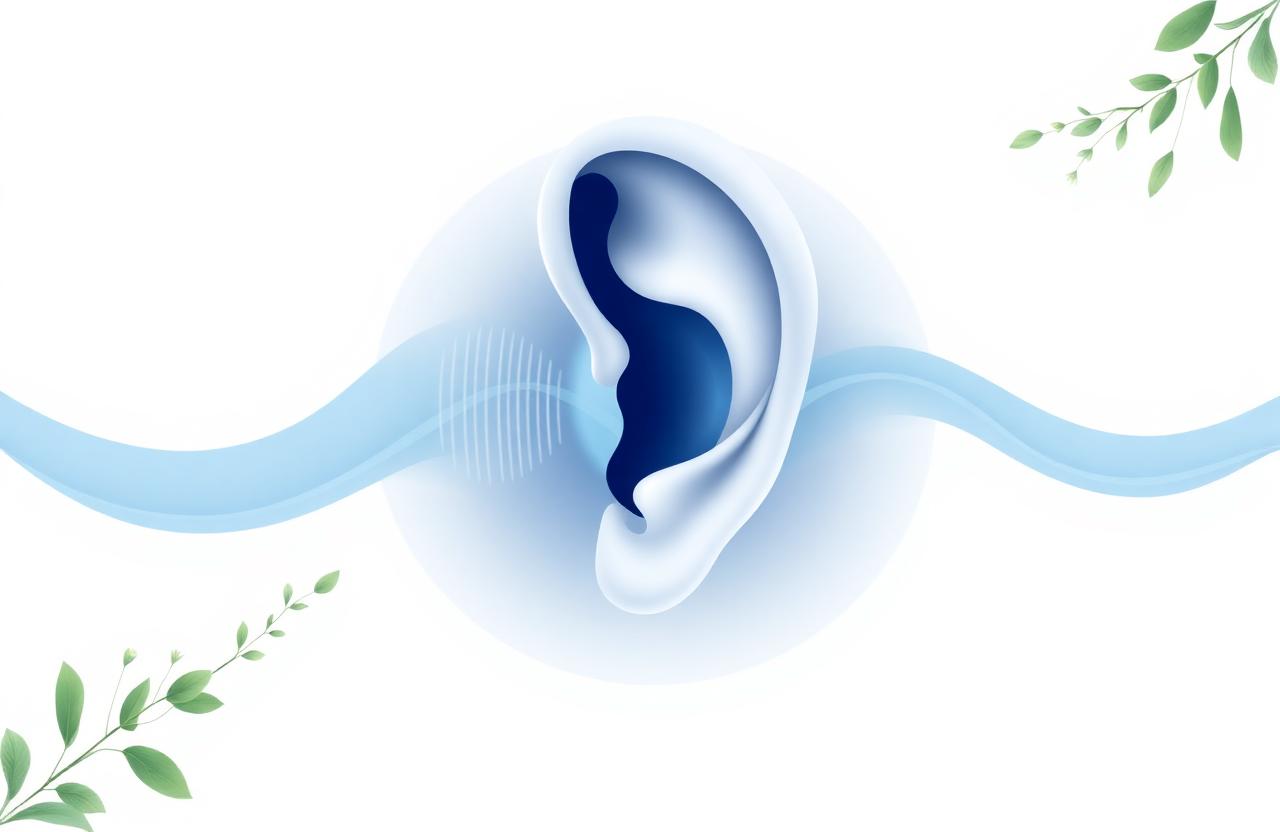 Ear wellness illustration with sound waves